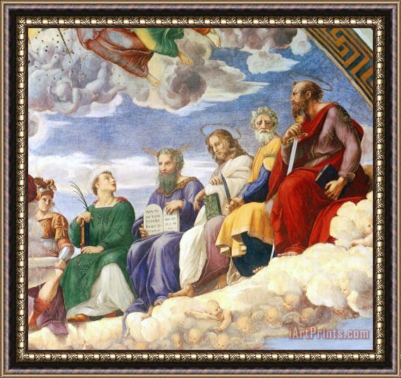 Raphael The Stanza Della Segnatura Ceiling [detail 3] Framed Painting
